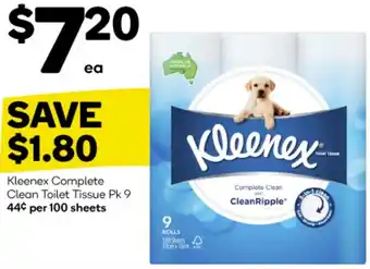 Woolworths Kleenex Complete Clean Toilet Tissue Pk 9 offer