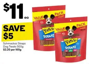Woolworths Schmackos Strapz Dog Treats 500g offer