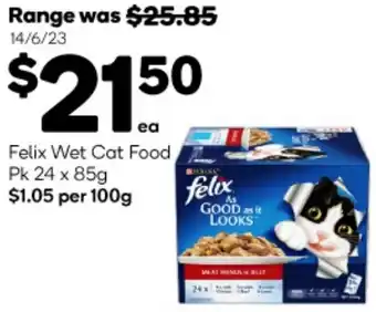 Woolworths Felix Wet Cat Food Pk 24 x 85g offer