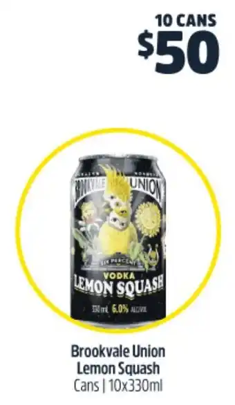 Woolworths Brookvale Union Lemon Squash Cans 10x330ml offer