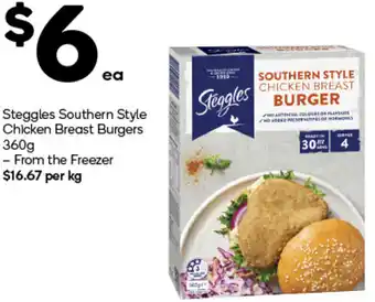 Woolworths Steggles Southern Style Chicken Breast Burgers 360g offer