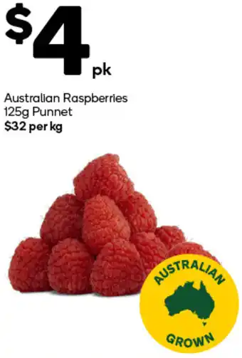 Woolworths Australian Raspberries 125g Punnet offer
