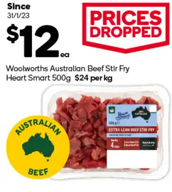 Woolworths Woolworths Australian Beef Stir Fry Heart Smart 500g offer