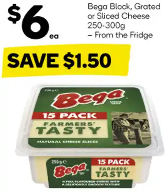 Woolworths Bega Block, Grated or Sliced Cheese 250-300g offer