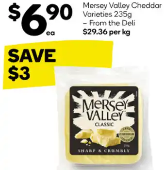 Woolworths Mersey Valley Cheddar Varieties 235g offer
