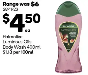 Woolworths Palmolive Luminous Oils Body Wash 400ml offer