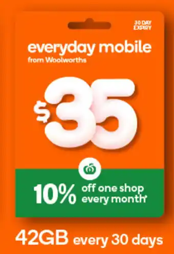 Woolworths everyday mobile 42GB every 30 days offer