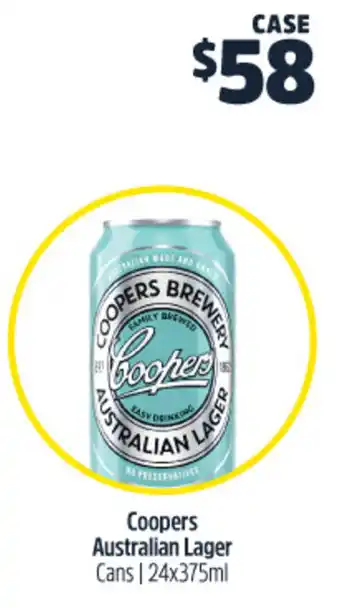 Woolworths Coopers Australian Lager Cans 24x375ml offer