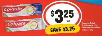 IGA Colgate Total Toothpaste 115g Selected Varieties offer