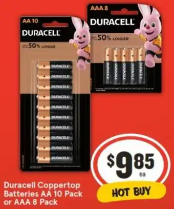 IGA Duracell Coppertop Batteries AA 10 Pack or AAA 8 Pack offer