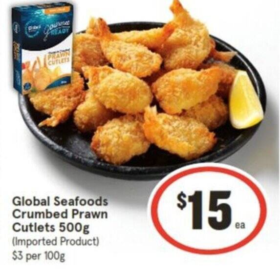Global Seafoods Crumbed Prawn Cutlets 500g offer at IGA