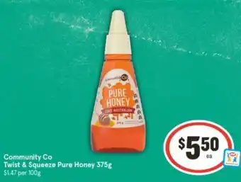 IGA Community Co Twist & Squeeze Pure Honey 375g offer