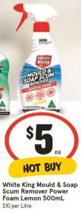 White King Mould & Soap Scum Remover Power Foam Lemon 500mL