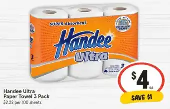 IGA Handee Ultra Paper Towel 3 Pack offer