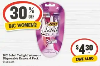 IGA BIC Soleil Twilight Womens Disposable Razors 4 Pack offer