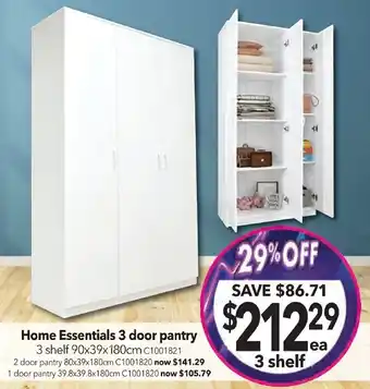Cheap as Chips Home Essentials 3 door pantry offer