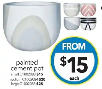 Cheap as Chips painted cement pot small offer