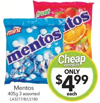 Cheap as Chips Mentos 405g 3 assorted offer