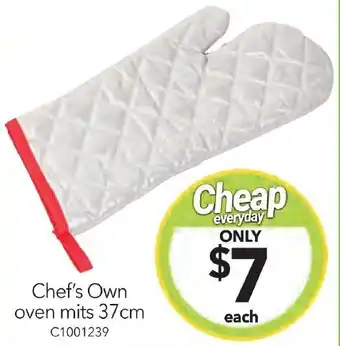 Cheap as Chips Chef's Own oven mits 37cm offer
