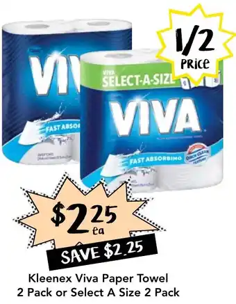 Drakes Kleenex Viva Paper Towel 2 Pack or Select A Size 2 Pack offer
