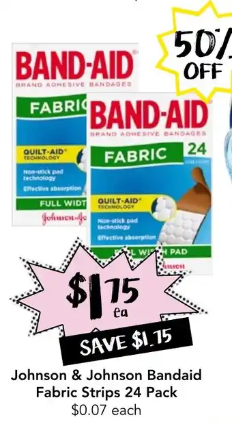 Drakes Johnson & Johnson Bandaid Fabric Strips 24 Pack offer