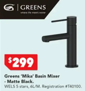 Harvey Norman Greens 'Mika' Basin Mixer - Matte Black offer