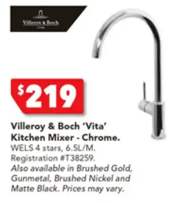 Harvey Norman Villeroy & Boch 'Vita' Kitchen Mixer - Chrome offer