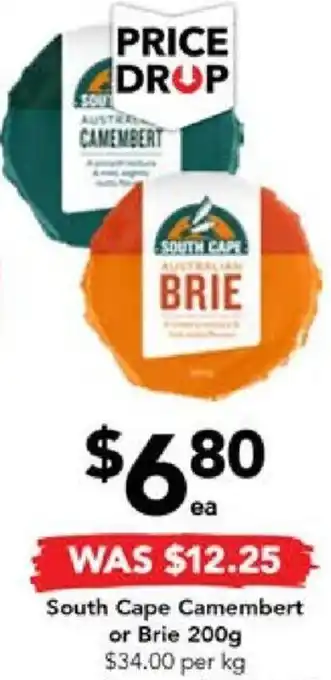 Drakes South Cape Camembert or Brie 200g offer