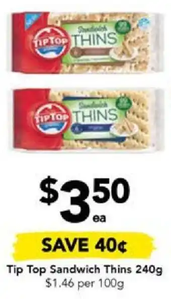 Drakes Tip Top Sandwich Thins 240g offer