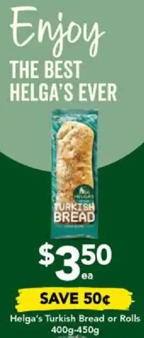 Drakes Helga's Turkish Bread or Rolls 400g-450g offer