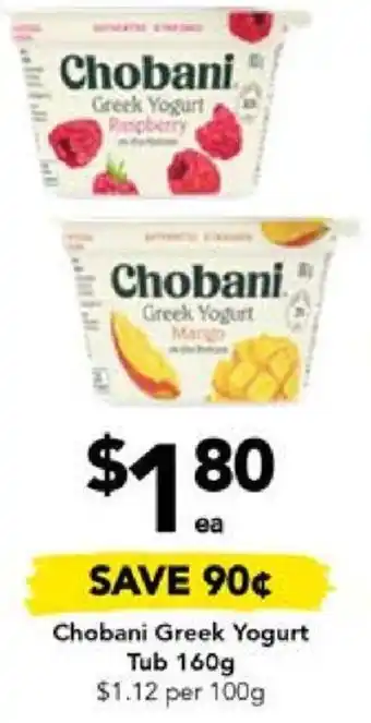 Drakes Chobani Greek Yogurt Tub 160g offer