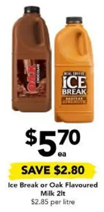 Drakes Ice Break or Oak Flavoured Milk 2lt offer