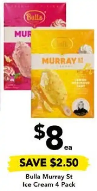 Drakes Bulla Murray St Ice Cream 4 Pack offer