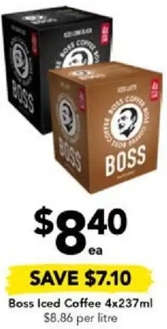 Drakes Boss Iced Coffee 4x237ml offer