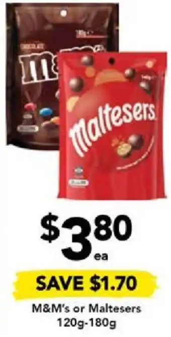 Drakes M&M's or Maltesers 120g-180g offer
