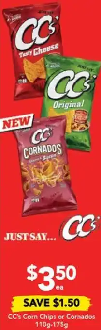 Drakes CC's Corn Chips or Cornados 110g-175g offer