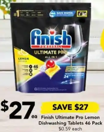 Drakes Finish Ultimate Pro Lemon Dishwashing Tablets 46 Pack offer