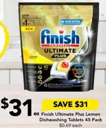 Drakes Finish Ultimate Plus Lemon Dishwashing Tablets 45 Pack offer