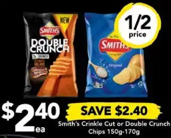 Drakes Smith's Crinkle Cut or Double Crunch Chips 150g-170g offer