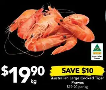 Drakes Australian Large Cooked Tiger Prawns offer