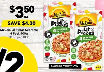 Drakes McCain Lil Pizzas Supreme 4 Pack 400g offer