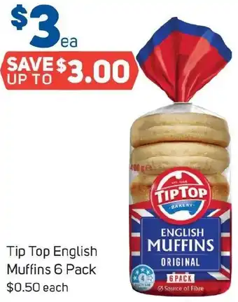 Foodland Tip Top English Muffins 6 Pack offer