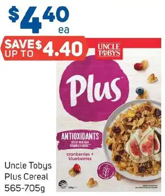 Foodland Uncle Tobys Plus Cereal 565-705g offer