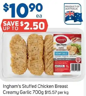 Foodland Ingham's Stuffed Chicken Breast Creamy Garlic 700g offer