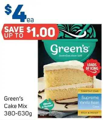 Foodland Green's Cake Mix 380-630g offer