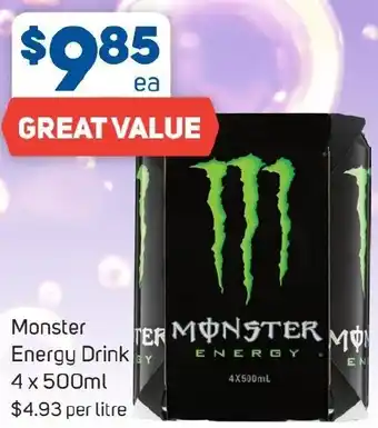 Foodland Monster Energy Drink 4 x 500ml offer