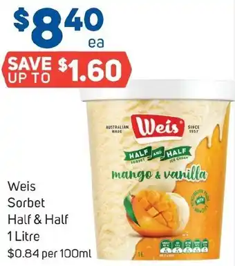 Weis Sorbet Half & Half 1 Litre