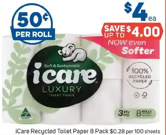 Foodland iCare Recycled Toilet Paper 8 Pack offer