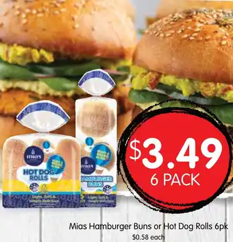 Spudshed Mias Hamburger Buns or Hot Dog Rolls 6pk offer