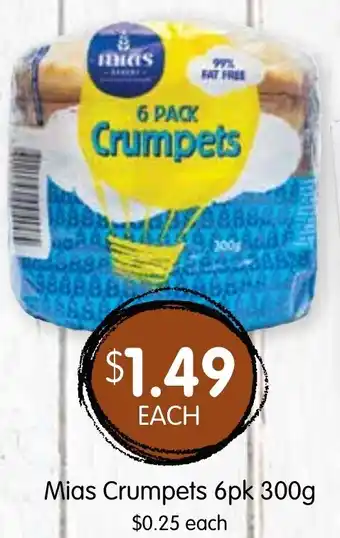 Spudshed Mias Crumpets 6pk 300g offer